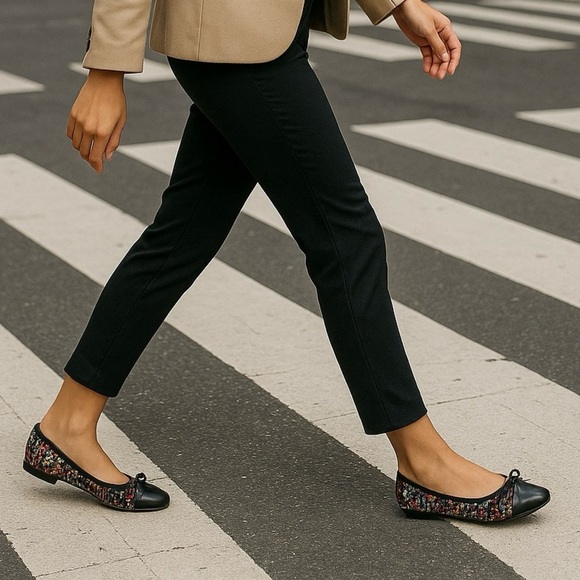 Steve Madden Glossier Multi Tweed Ballet Flats with Black Cap Toe Women’s 6 NWT - Picture 1 of 9
